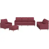 vidaXL 4-delige Loungeset met kussens stof wijnrood