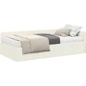 vidaXL Hoekbedframe met Matras Anders 2 st Crème Fluweel