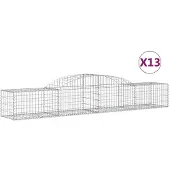 vidaXL Gabionen met hoge boog, 13 stuks, 300x50x40/60 cm, verzinkt staal