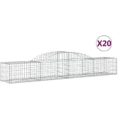 vidaXL Gabionen met boogvorm, 20 stuks, 300x50x40/60 cm, verzinkt staal