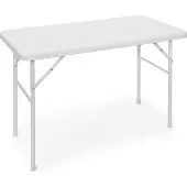 Relaxdays tuintafel rotan BASTIAN opklapbaar, bijzettafel, eettafel, tuin, serre Wit, Rechthoekig