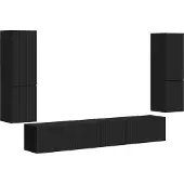 vidaXL Tv-meubelset 4 st Zwart Bewerkt hout