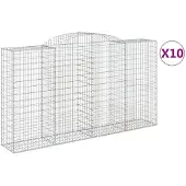vidaXL Gabionen met boogvorm, 10 stuks, 300x50x160/180 cm, verzinkt staal