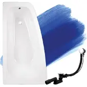 Badland Eckbadkuip Badkuip Luna LINKS 150x80 met afvoer en poten, GRATIS, zonder afwerking