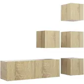 vidaXL 5-delige Tv-meubelset bewerkt hout sonoma eikenkleurig