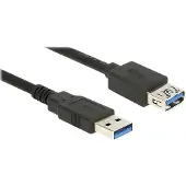 DeLOCK USB naar USB verlengkabel - USB3.0 - tot 2A / zwart - 2 meter