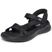 SKECHERS Dames Sandalias Slip-ins: GO WALK Flex - Illuminate zwart (37), Plat, 1 tot 3 cm, Klittenband, Casual 141481