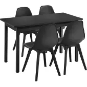 En.casa [] Eetset voor 4 personen - Eettafel zwart 120x60cm + 4 zwarte stoelen. Keukentafel, eettafel, eetkamerstoel