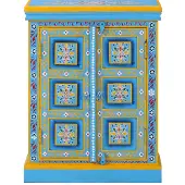 vidaXL Wandkast handgeschilderd massief mangohout turquoise