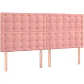 vidaXL Hoofdbord roze 160x5x118/128 cm fluweel