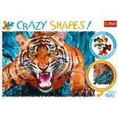 Trefl puzzel dieren - Crazy Shapes Facing a tiger 600 stukjes.