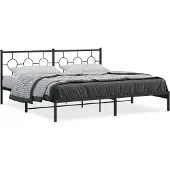 vidaXL Bedframe met hoofdbord metaal zwart 193x203 cm