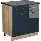 Vicco Fame-Line Keukenkasten – 80 cm, WB Antraciet Donkerblauw hoogglans