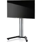 VCM Stadino Mini TV-meubel met V-voet en 1 glazen legger, Zilverkleurig.