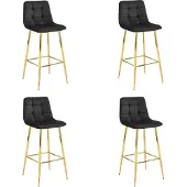 Leobert Barkruk - - Arceto - Zwart fluweel / Goudkleurige poten - 43,5 x 49 x 102 cm - Set van 4