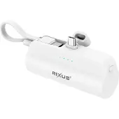 Rixus RXPB98W Mini Click-On Powerbank USB-C 5000mAh White