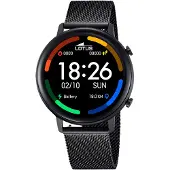 Lotus Smartwatch 50043/1 Horloge, dameshorloge, herenhorloge, cadeau-idee, stalen armband (set, 2-delig, Met verwisselbare armband van zwart silicone)