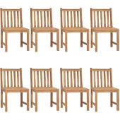 vidaXL Tuinstoelen 8 st met kussens massief teakhout