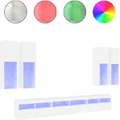 vidaXL 7-delige Tv-wandmeubelset met LED-verlichting wit