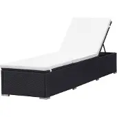 vidaXL Ligbed met crèmewit kussen poly rattan zwart