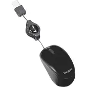 Targus - Muis - rechts- en linkshandig - optisch - 3 knoppen - met bekabeling - USB - zwart