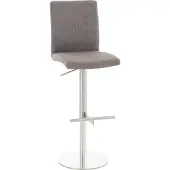 CLP barkruk Cadiz met stoffen bekleding, draaibaar en in hoogte verstelbaar, belastbaar tot 240 kg | Kleur: donkergrijs. Frame: roestvrij staal