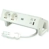 Bachmann DESK2 ALU Wit, 2x geaarde stekker, USB-lader 22W (type A & C), 0,2 meter GST18-kabel