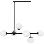 Light11 HOME SIENA, zwarte plafondlamp met 6 platte, witte lampenkappen, E14 fitting, lange armen