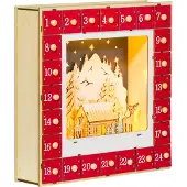 HOMCOM -Weihnachts-Adventskalender-MDF-34L x 7B x 34H cm-Rot