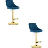 Leobert KAST kruk - marineblauw fluweel / gouden voet x 2