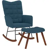 vidaXL Schommelstoel met krukje fluweel blauw