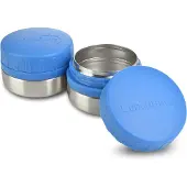 Lunchbots Rounds Dipbakjes (2 stuks) - 4oz / 115 ml - Blauw - 18/8 RVS met BPA-vrije Deksel - Volledig Lekvrij, Draaidop - Vaatwasserbestendig - Ook Geschikt voor Sausjes en Snacks