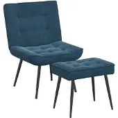 vidaXL Relaxstoel met voetenbank fluweel blauw