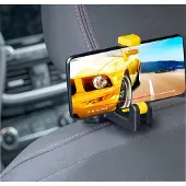 Dunlop Telefoonhouder Hoofdsteun Auto - Handsfree Bellen - Universeel Passend voor Elke Hoofdsteun - Eenvoudig te Installeren - Draagvermogen 5 kg - Afmeting 12x5,5x3,2 cm - Zwart/Geel