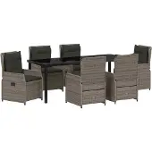 vidaXL Tuin Eettafel Set 7 st Grijs poly rattan