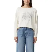 Comma Shirt lichtbeige / zilver