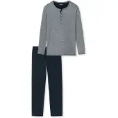 Schiesser Pyjama lang ' Selected Premium ' donkerblauw / grijs gemêleerd