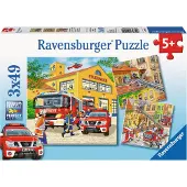 Ravensburger 3 x 49-delig kinderpuzzel, brandweeractie, artikelnummer 09401