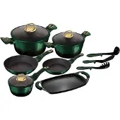 Berlinger Haus Emerald Serie - Pannenset - 12 Delig - Titaan - Soft Touch Handvatten