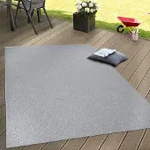 Paco Home Buitentapijt, weerbestendig, voor tuin en terras, platgeweven, effen design, sisallook, robuust, afmetingen 80x150 cm