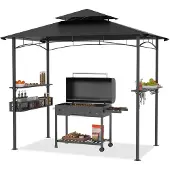 LZQ Barbecuepaviljoen BBQ-grillluifel Weerbestendig Tuinprieel BBQ-gazebo Luifel - Zwart