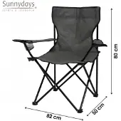 Sunnydays "LE CAMPING" STOEL ANTRACIETGRIJS 82X50XH80CM