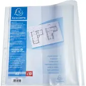 Exacompta 5x Pak van 10 geperforeerde showtassen - gladde PP 10/100ste - A3 horizontaal - Transparant - 6210E