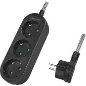 Logilink LPS261, stekkerdoos, 3-voudig, met stoffen kabel, zwart