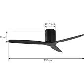 LUCANDE Vindur plafondventilator, zwart, DC, stil, 132 cm - , Vindur, Zwart, Woonkamer, Metaal, Modern