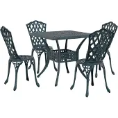 vidaXL Tuinstafel Set 5 st Groen Gegoten Aluminium