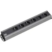 Bachmann stekkerdoos 6x geaard contact, 19-inch rack-compatibel, 2 m