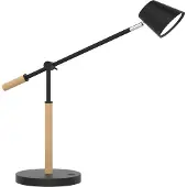Unilux LED tafellamp VICKY, 9 W, 900 lm, 3000 K, 3 lichtsterktes, dimbaar, USB-oplaadfunctie, beukenhout & staal, zwart-beuken