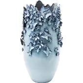 Kare Vlinders vaas, lichtblauw, hoogte 50 cm, steengoed Butterflies, blauw, Woon-/ Eetkamer, Keramiek, Design
