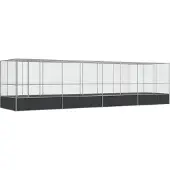 vidaXL Volière met verlengstuk 832x207x212 m staal zilverkleurig